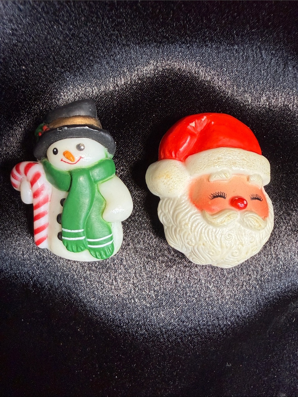 Festive Santa and Snowman Holiday Pins